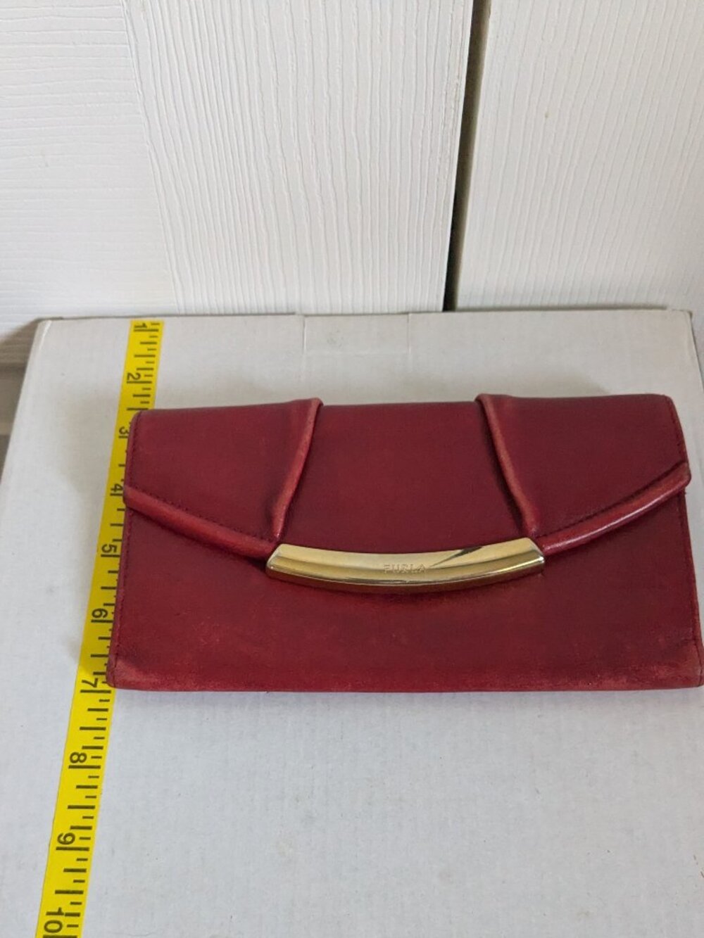 Vintage FURLA Made In Italy Red Leather Clutch Wallet